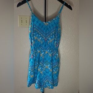 Mossimo Supply Co. Blue and Pink Patterned Romper Size XS